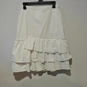 Club Monaco Puffer Skirt Size 8 Cotton White Ruffle Knee Length